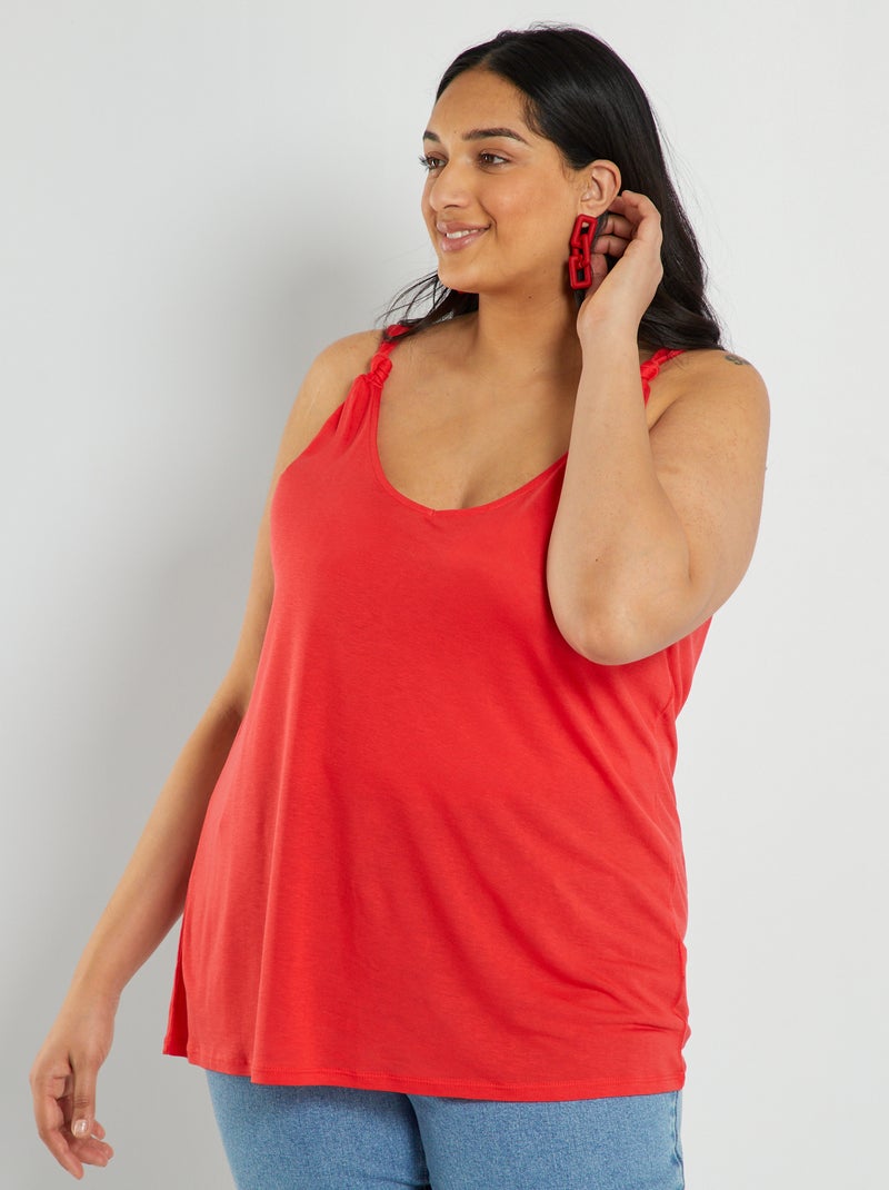 Camiseta de tirantes vaporosa lisa rojo - Kiabi