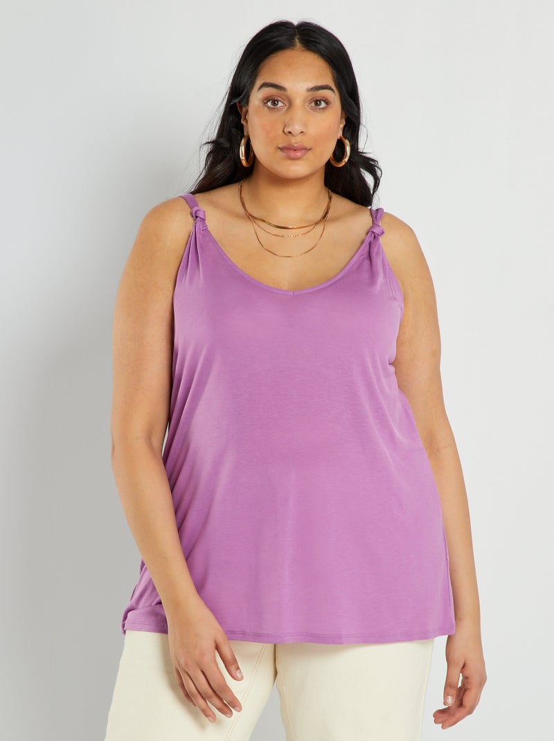 Camiseta de tirantes vaporosa lisa rosa iris - Kiabi