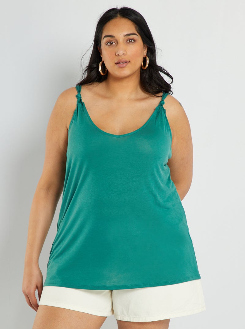 Camiseta de tirantes vaporosa lisa VERDE - Kiabi