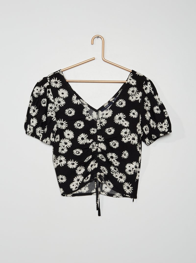 Camiseta de viscosa con cinta NEGRO - Kiabi