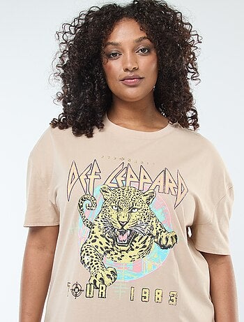 Camiseta 'Def Leppard' estampada a doble cara y manga corta