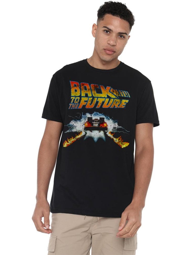 Camiseta delorean de algodón ringspun para adultos unisex - back to the future Negro - Kiabi
