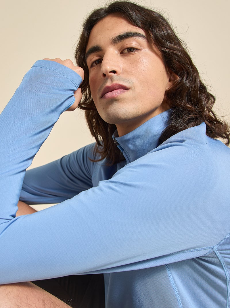 Camiseta deportiva con cuello de cremallera - (ekstract) Azul - Kiabi