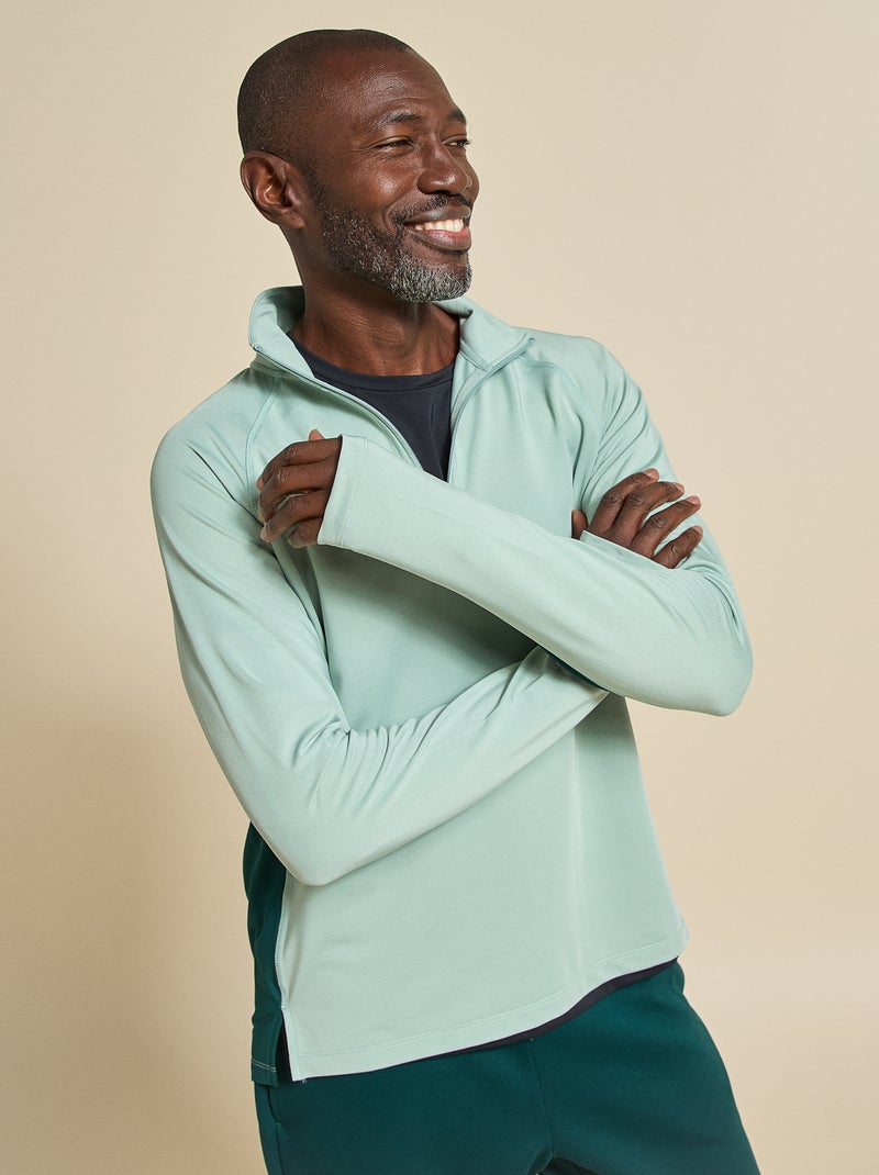 Camiseta deportiva con cuello de cremallera - (ekstract) Verde - Kiabi