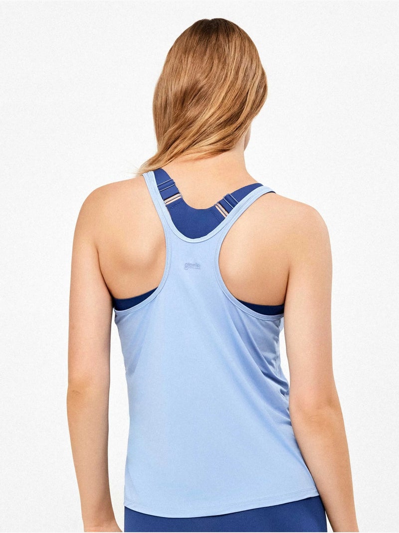 Camiseta deportiva con espalda mariposa de secado rápido Azul - Kiabi