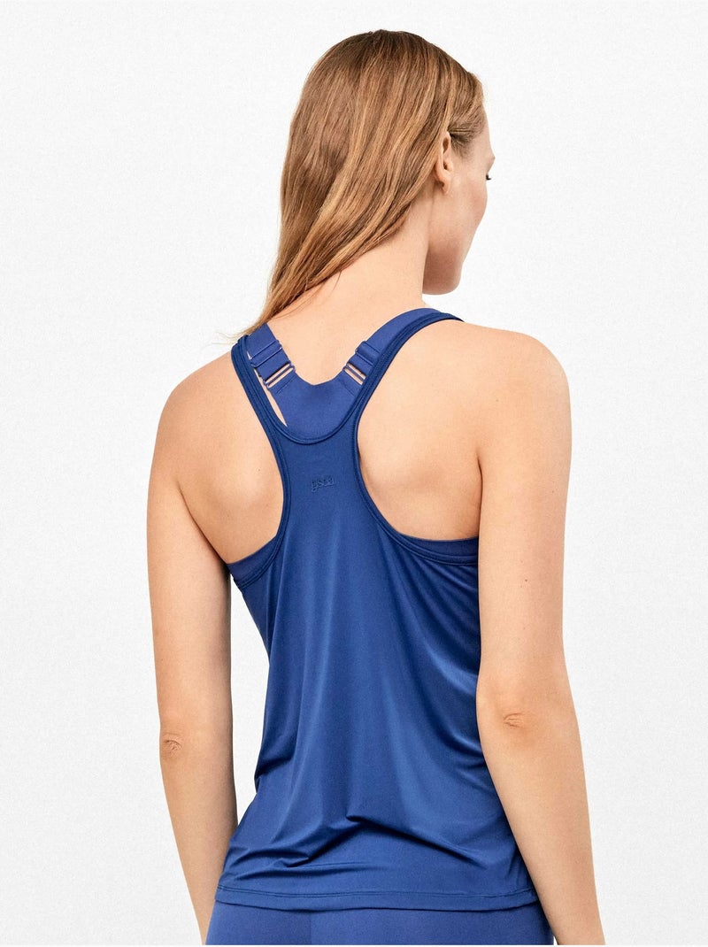Camiseta deportiva con espalda mariposa de secado rápido Azul marino - Kiabi