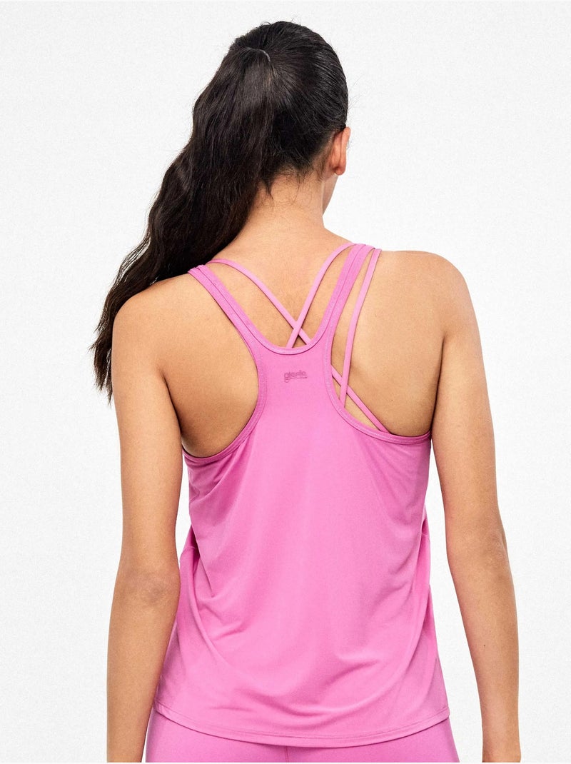 Camiseta deportiva con espalda mariposa de secado rápido Rosa - Kiabi