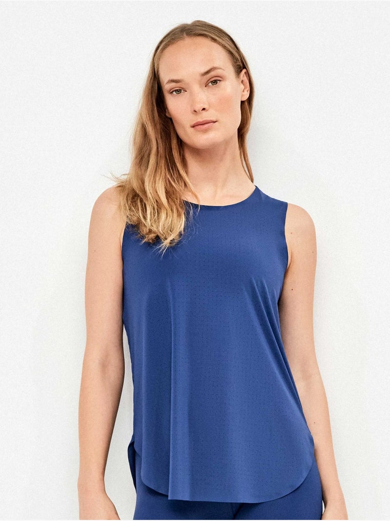 Camiseta deportiva espalda abierta de secado rápido Azul marino - Kiabi