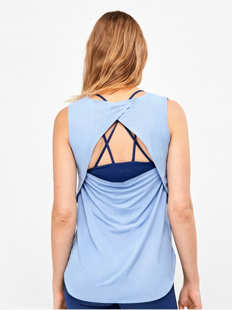 Camiseta deportiva espalda abierta de secado rápido Azul - Kiabi