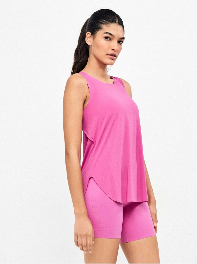 Camiseta deportiva espalda abierta de secado rápido Rosa - Kiabi