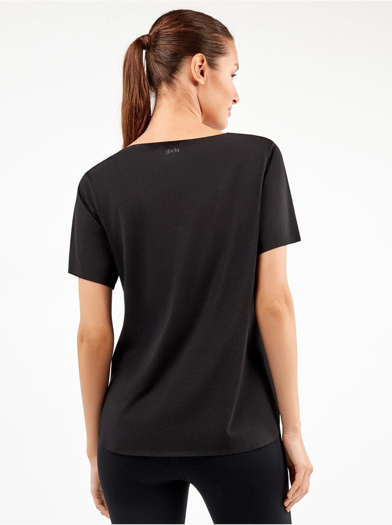 Camiseta deportiva manga corta con aperturas laterales Negro - Kiabi