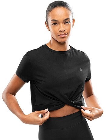 Camiseta deportiva manga corta nudo mujer fitness mujer space