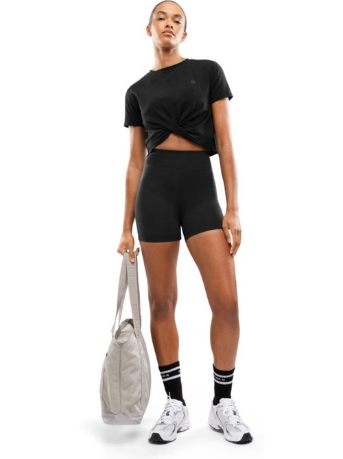 Camiseta deportiva manga corta nudo mujer fitness mujer space - Kiabi Camiseta deportiva manga corta nudo mujer fitness mujer space - Kiabi