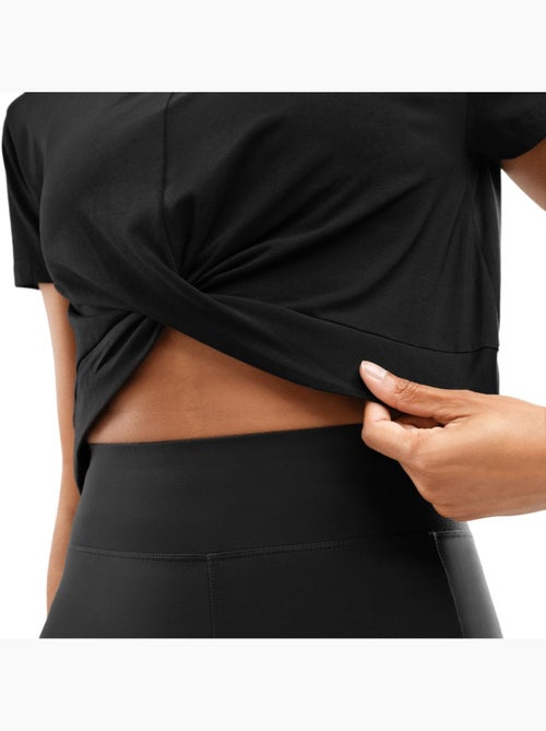 Camiseta deportiva manga corta nudo mujer fitness mujer space - Kiabi Camiseta deportiva manga corta nudo mujer fitness mujer space - Kiabi