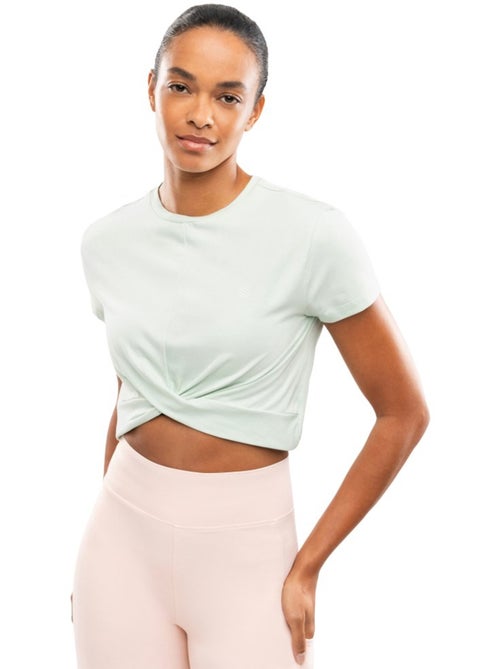 Camiseta deportiva manga corta nudo mujer fitness mujer space - Kiabi Camiseta deportiva manga corta nudo mujer fitness mujer space - Kiabi