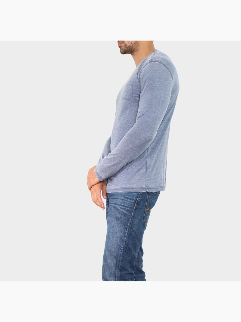 Camiseta descolorida de manga larga Azul marino - Kiabi