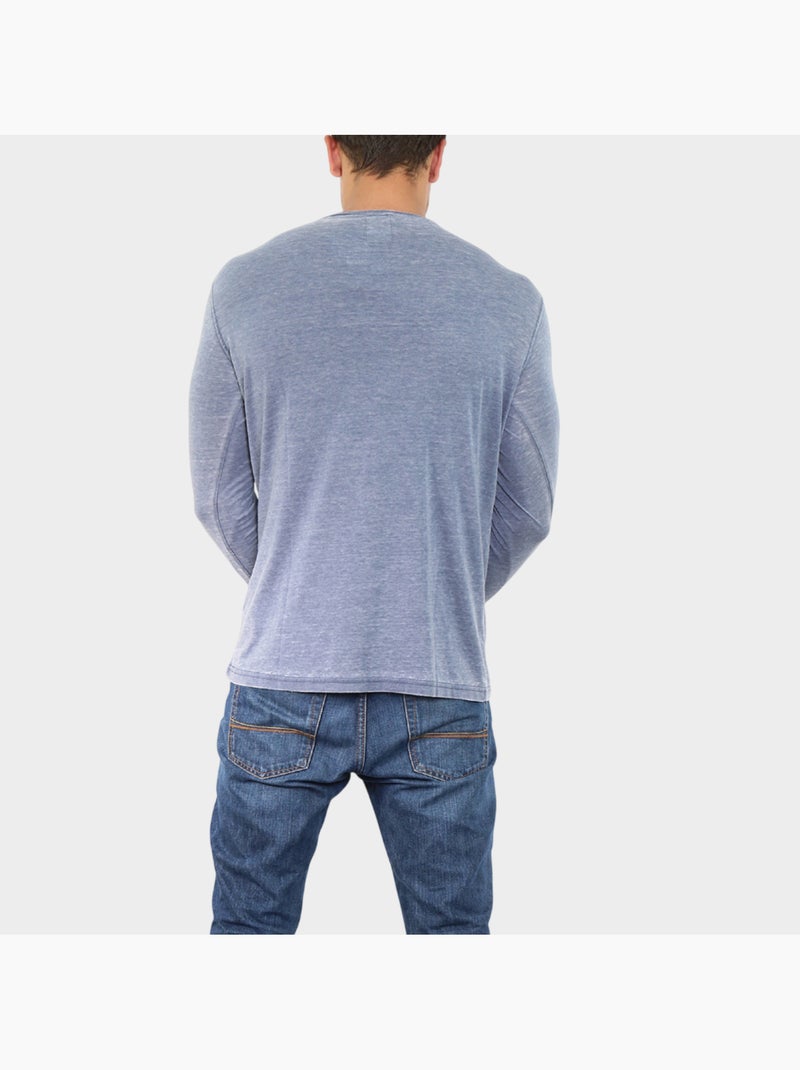 Camiseta descolorida de manga larga Azul marino - Kiabi