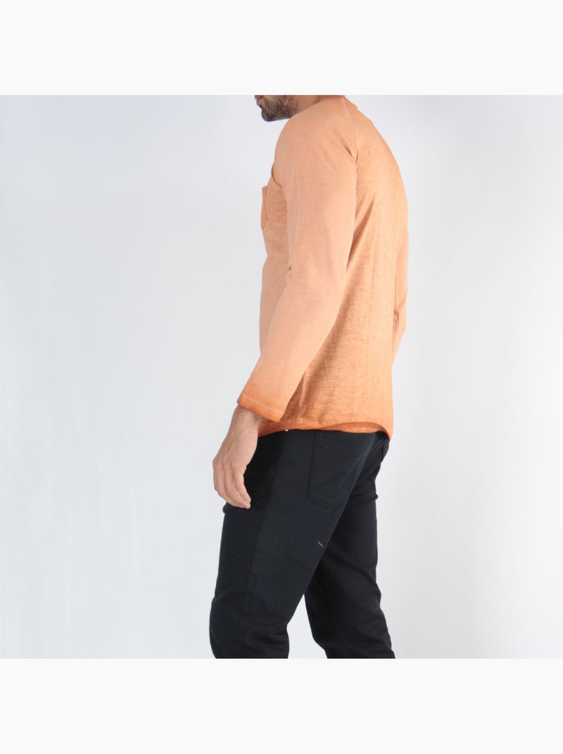 Camiseta descolorida de manga larga Naranja - Kiabi