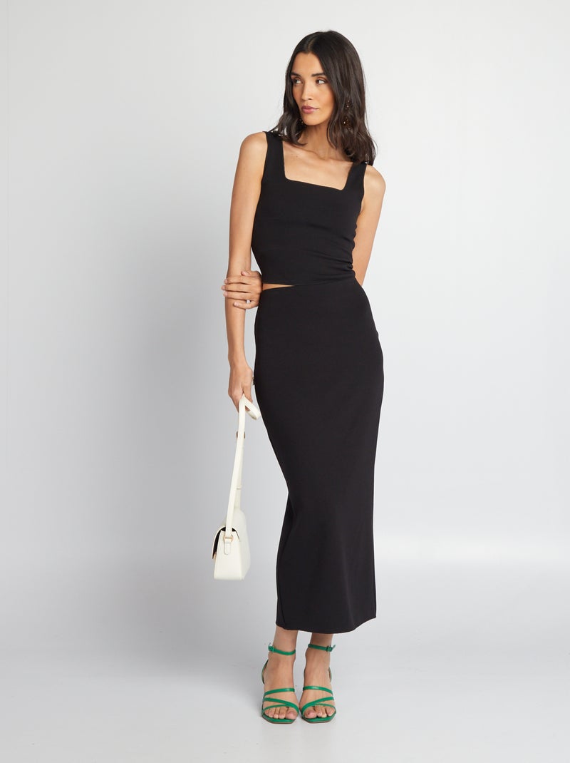 Camiseta detirantes crop top con cuello cuadrado negro - Kiabi
