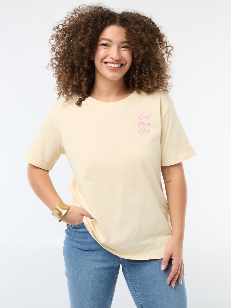 Camiseta 'Día de la Madre' estampada manga corta Amarillo - Kiabi