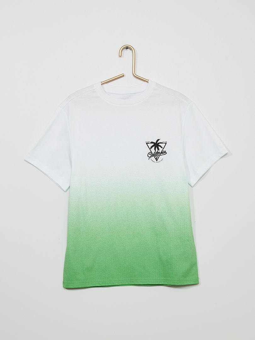 Camiseta dip dye con bordado en el pecho VERDE - Kiabi