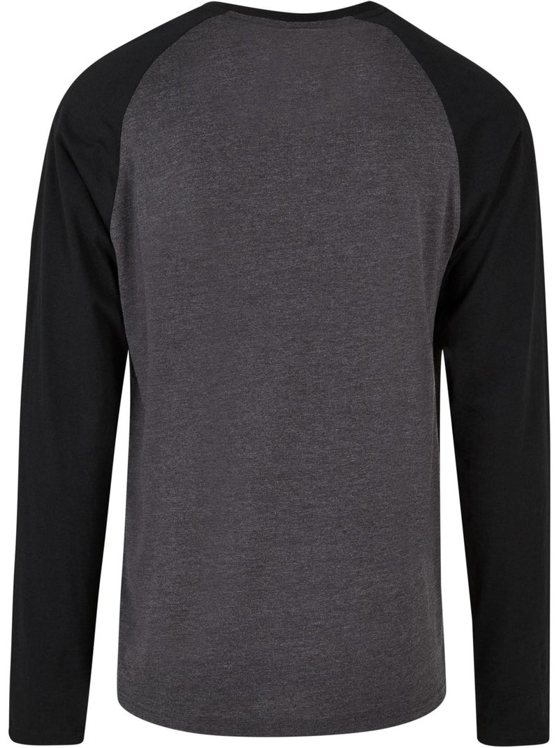 Camiseta diseño contraste manga larga raglán para hombre - build your brand Azul marino - Kiabi