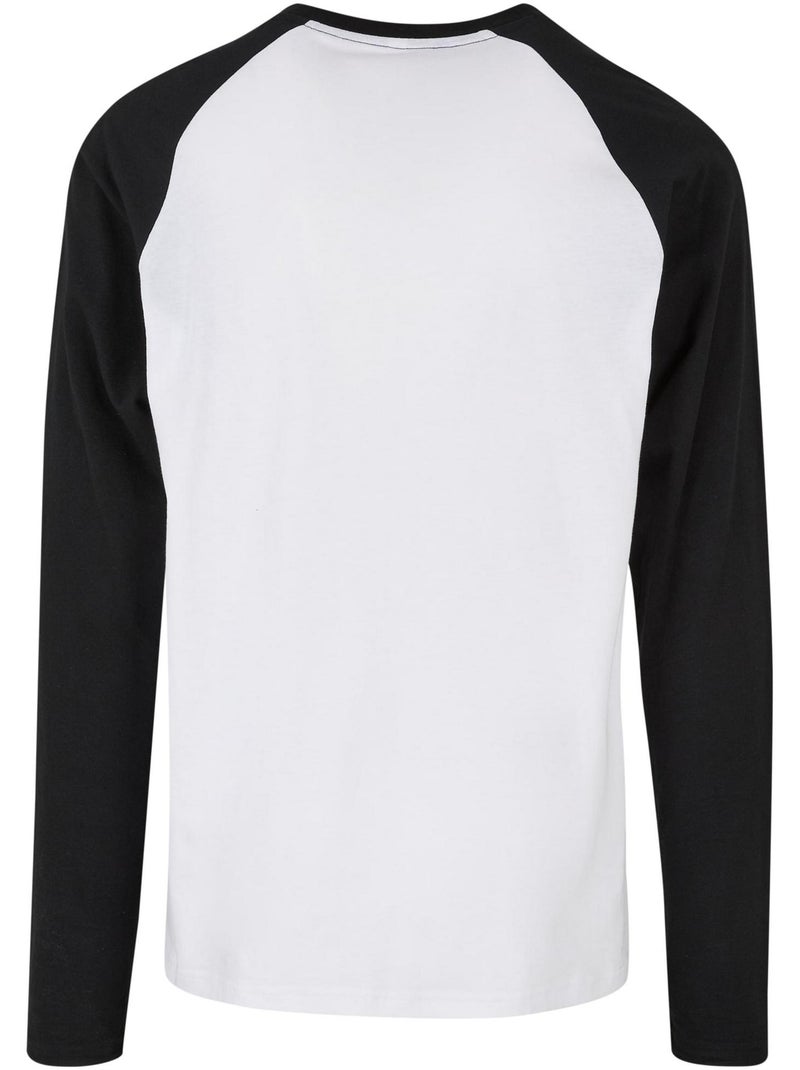 Camiseta diseño contraste manga larga raglán para hombre - build your brand Blanco Negro - Kiabi