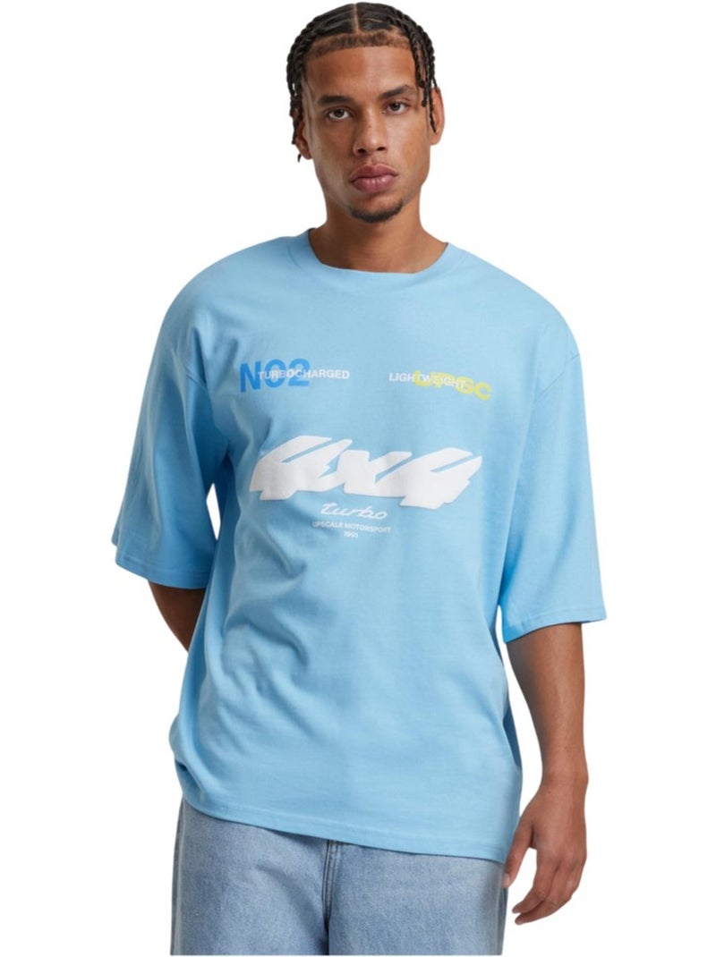 Camiseta diseño deporte de motor para hombre - mister tee Azul cielo - Kiabi
