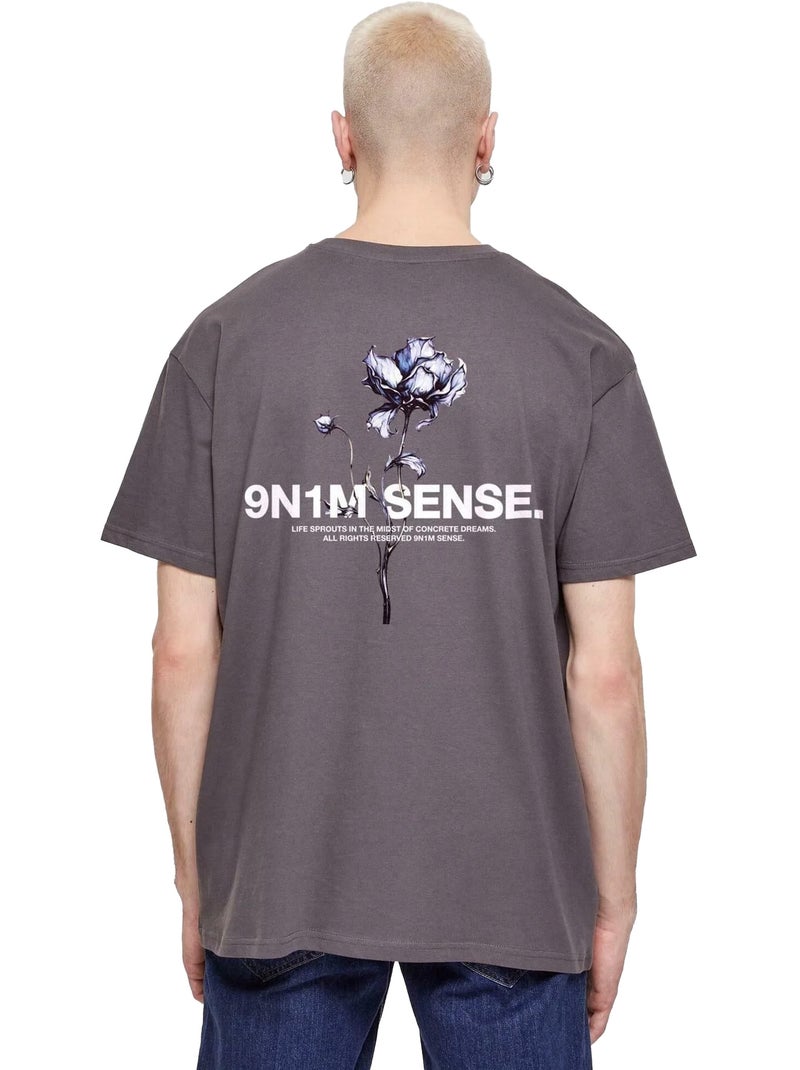 Camiseta diseño flor para hombre - 9n1m sense Gris gris antracita - Kiabi