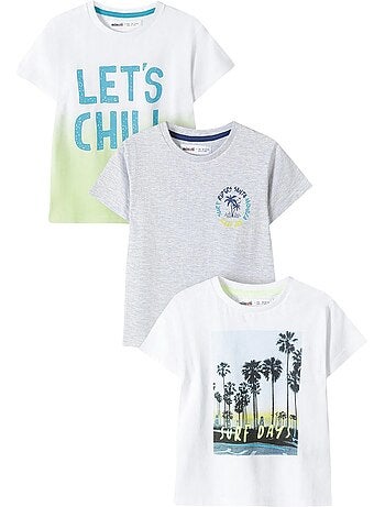 Camiseta diseño impreso de manga corta niños - pack de 3 - minoti