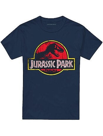 Camiseta diseño logo envejecido de algodón ringspun para adultos unisex - jurassic park
