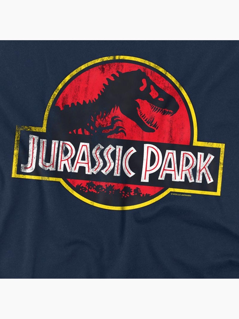 Camiseta diseño logo envejecido de algodón ringspun para adultos unisex - jurassic park Azul marino - Kiabi