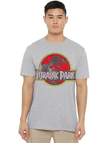 Camiseta diseño logo envejecido de algodón ringspun para adultos unisex - jurassic park