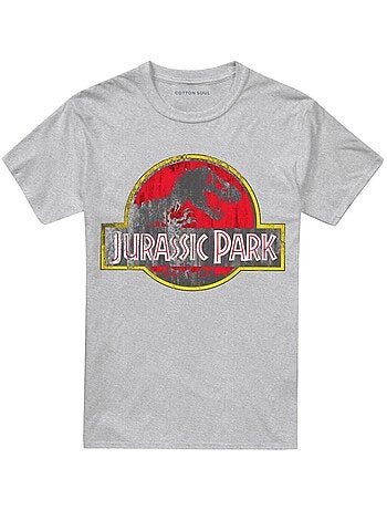 Camiseta diseño logo envejecido de algodón ringspun para adultos unisex - jurassic park