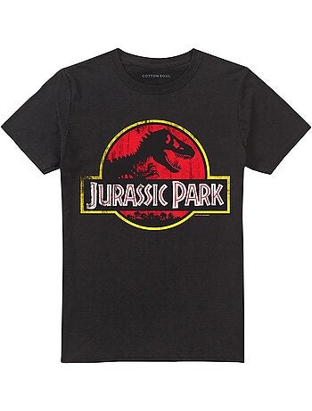 Camiseta diseño logo envejecido de algodón ringspun para adultos unisex - jurassic park