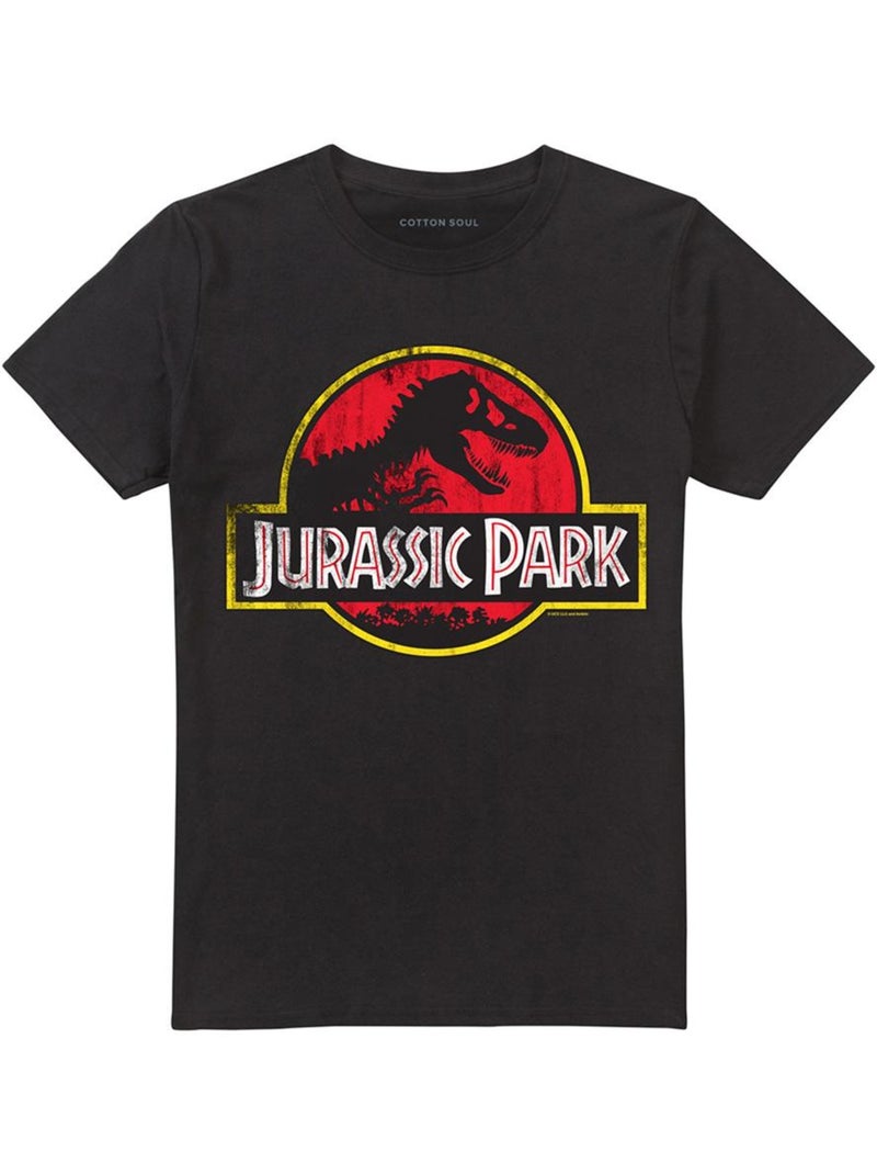 Camiseta diseño logo envejecido de algodón ringspun para adultos unisex - jurassic park Negro - Kiabi