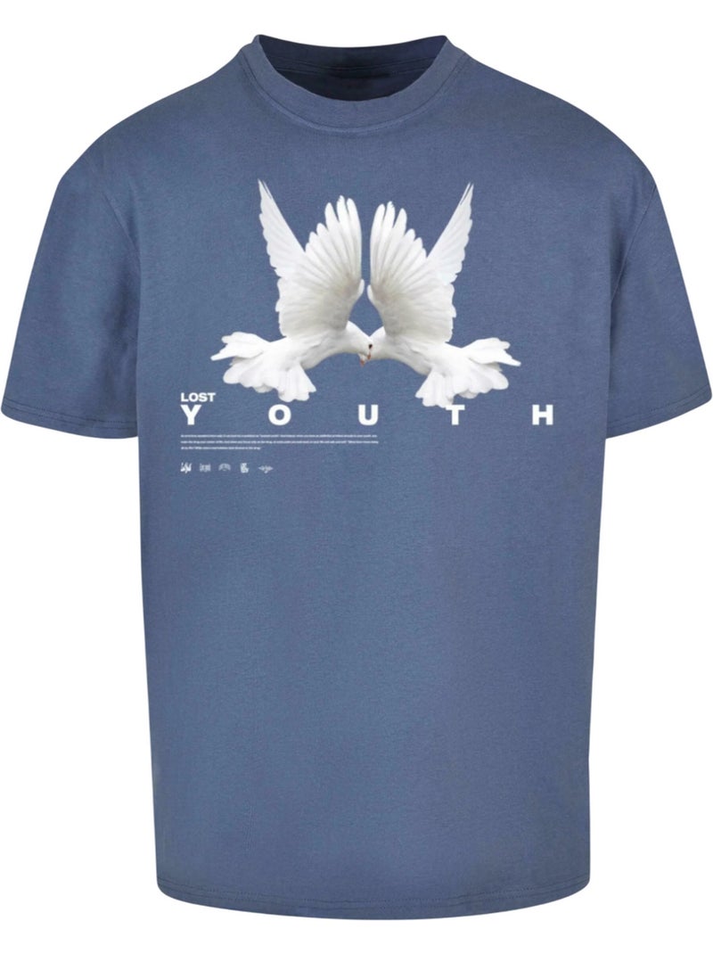 Camiseta diseño paloma para hombre - lost youth Azul turquesa - Kiabi