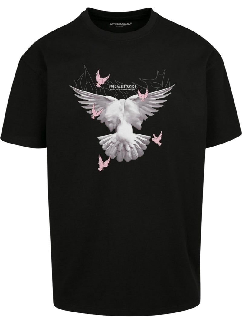 Camiseta diseño palomas para hombre - mister tee Negro - Kiabi