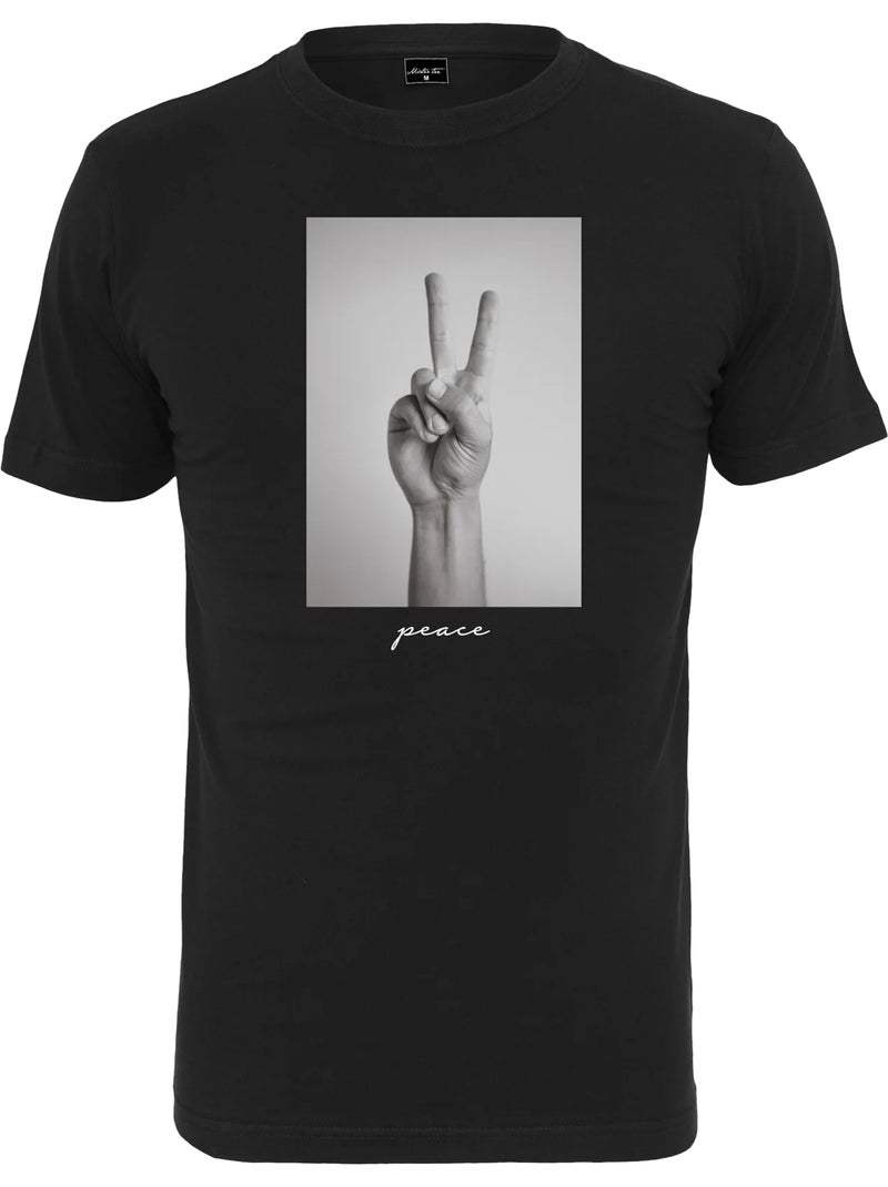 Camiseta diseño símbolo de la paz para hombre - mister tee Negro - Kiabi