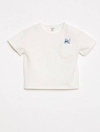 Camiseta 'Disney' de manga corta y bolsillo con volante