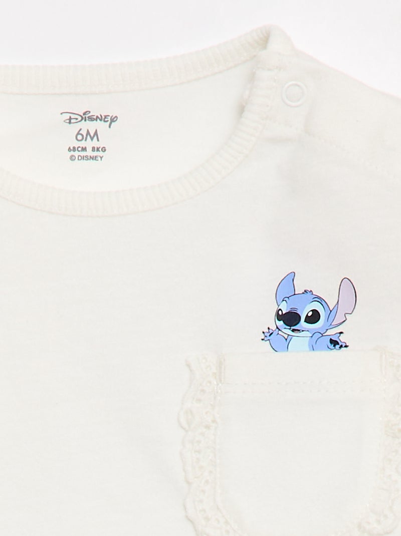 Camiseta 'Disney' de manga corta y bolsillo con volante Blanco - Kiabi