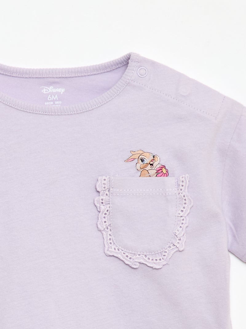 Camiseta 'Disney' de manga corta y bolsillo con volante Purpura - Kiabi