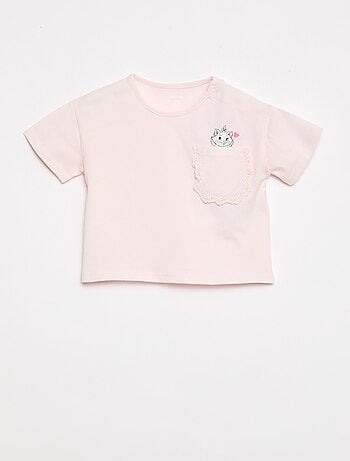 Camiseta 'Disney' de manga corta y bolsillo con volante