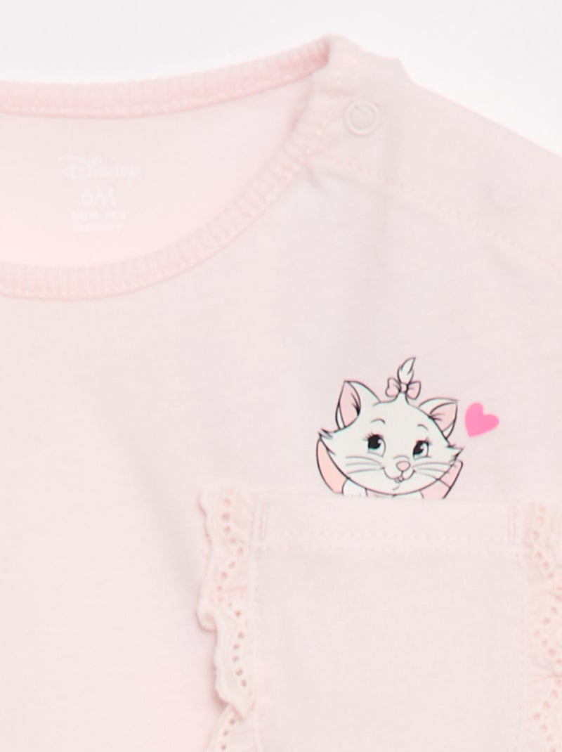 Camiseta 'Disney' de manga corta y bolsillo con volante Rosa - Kiabi