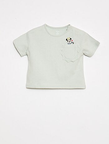 Camiseta 'Disney' de manga corta y bolsillo con volante