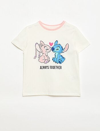 Camiseta 'Disney' 'Stitch & Angel' de algodón liso
