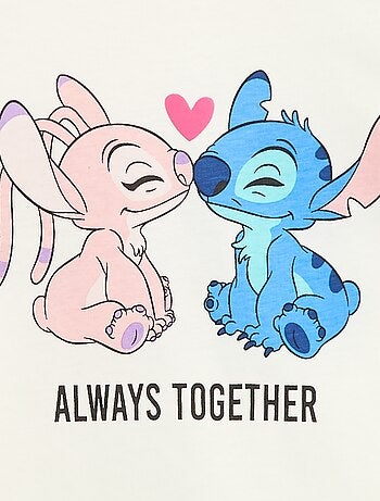 Camiseta 'Disney' 'Stitch & Angel' de algodón liso