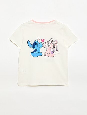 Camiseta 'Disney' 'Stitch & Angel' de algodón liso