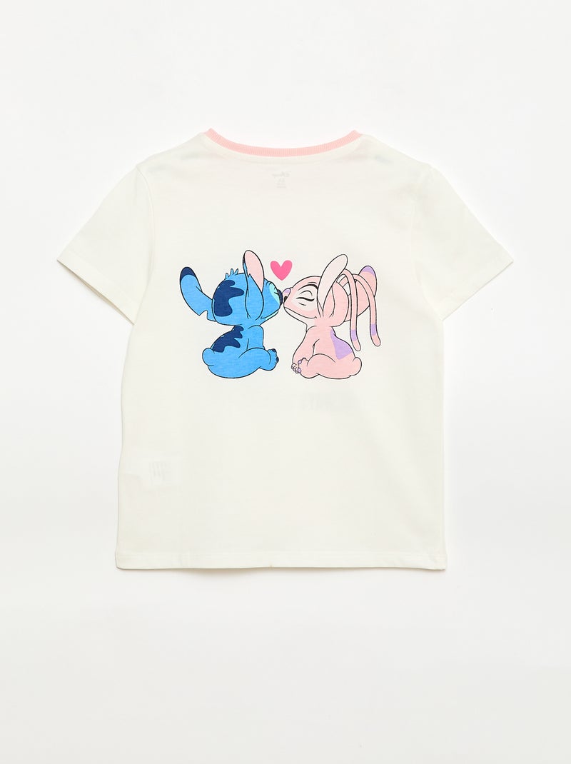 Camiseta 'Disney' 'Stitch & Angel' de algodón liso Blanco - Kiabi