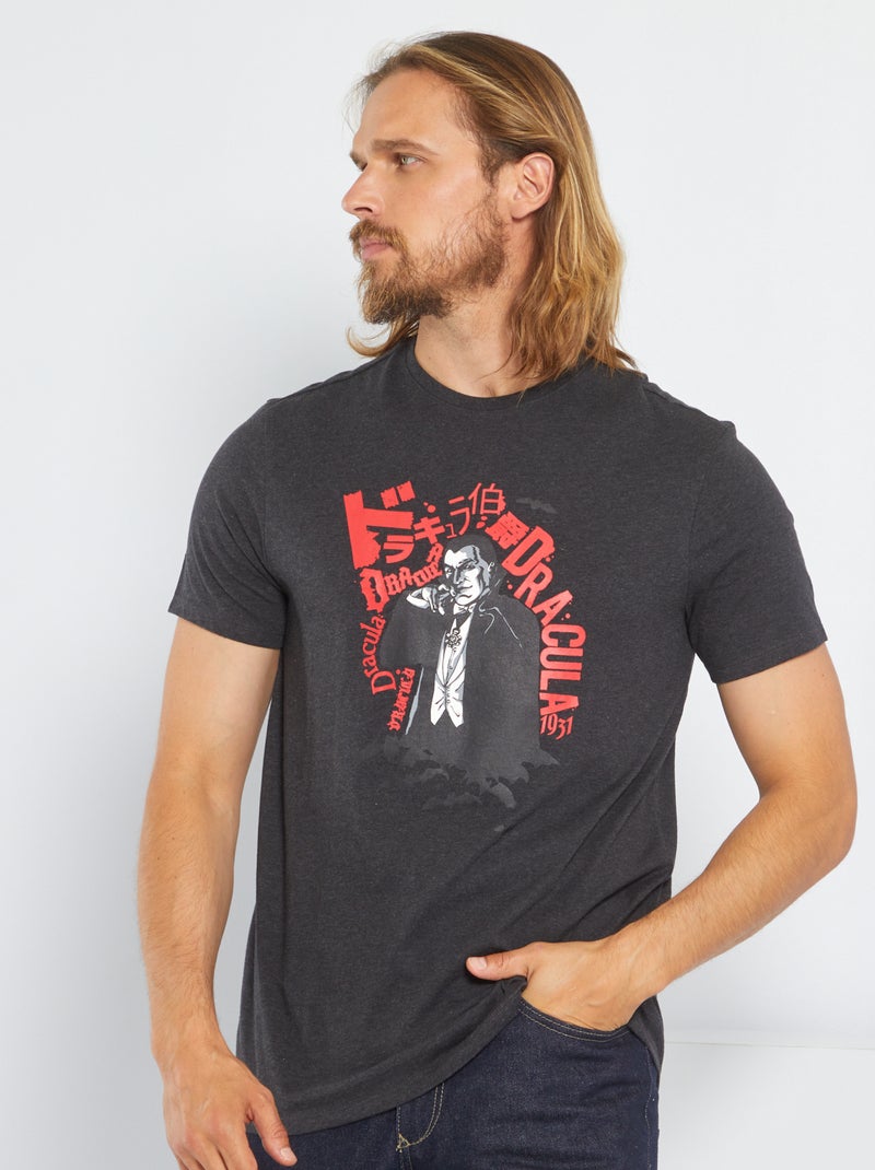 Camiseta 'Drácula' de manga corta GRIS - Kiabi